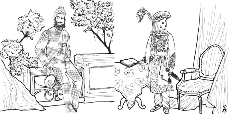 illustration fashion portraits magazine indian aristocrats