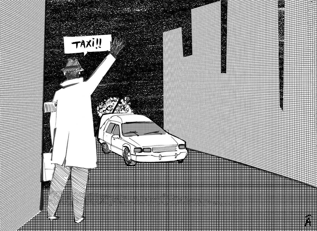 illustration editorial press taxi